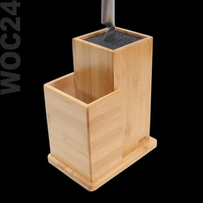 MESSERBLOCK BAMBUS Holz ohne Messer unbestückt Borsten mit Borsteneinsatz - Bild 1 von 2