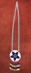 Native American Seed Bead Necklace w/Medallion 16” - Picture 1 of 4