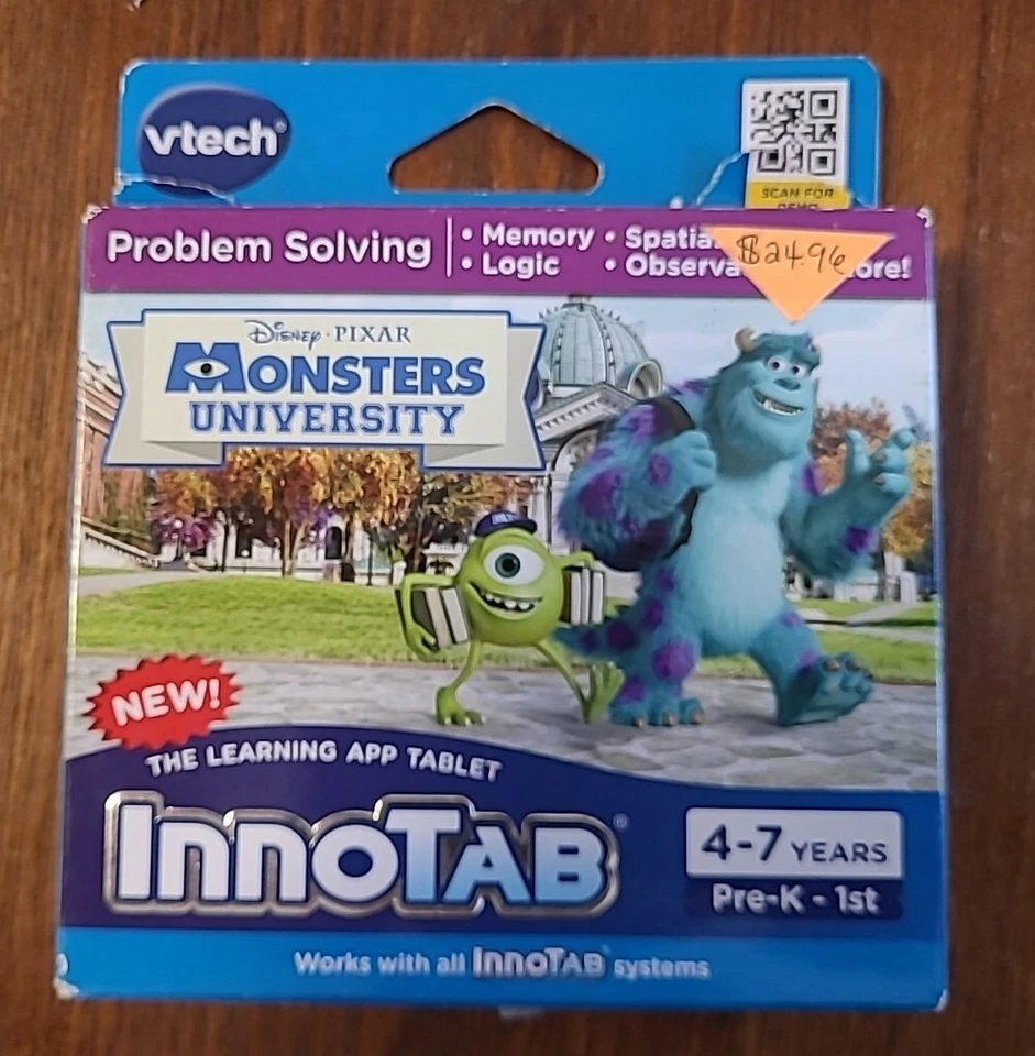 Monsters University Innotab Educational Game Cartridge Vtech Disney Pixar 4-7 Yr - Image 1 of 1