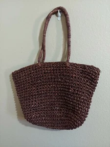 Jaqueline Ferrar Woven Straw Tote Large dark brown corn husks  - Picture 1 of 10