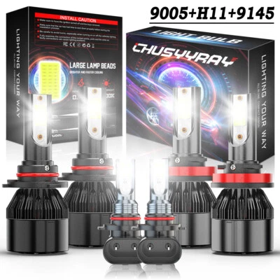 For 2016-2018 Dodge RAM 1500 2500 3500 Led Headlight Hi/Lo+Fog light Combo Bulbs - Image 1 of 4