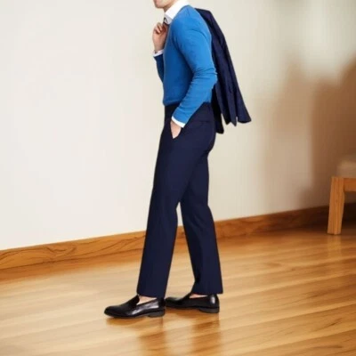 Pantalones de vestir Michael Kors para hombre calce clásico rendimiento azul marino talla 38W X 32L nuevos con etiquetas Foto 1 de 4