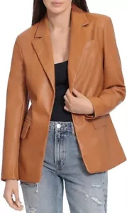 Bagatelle Vegan Leather Blazer Structured One Button Brown Size Small NWT - Picture 1 of 13