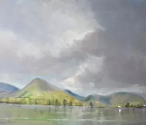 DIPINTO ORIGINALE MALCOLM LUDVIGSEN Buttermere Lake District Cumbria inglese - Foto 1 di 1