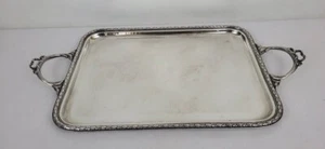 Antique French Silver Plated Louis XVI Style Tray with Handles 20th Century - Picture 1 of 10