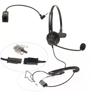 Call Center Headset for business phone RJ9 bottom cord & 2.5mm pigtail pack of 7 - Picture 1 of 7