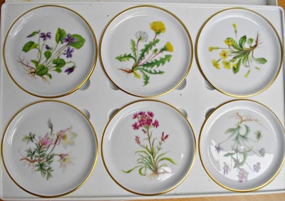 6 schöne Fürstenberg Porzellan Teller, Untersetzer, Blumenmotiv, 10cm - Bild 1 von 4