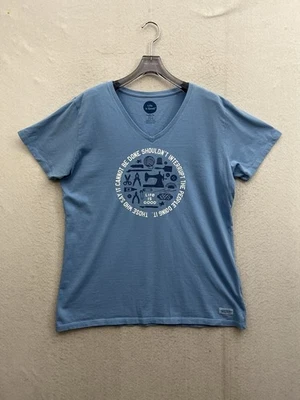 Женская рубашка Life is Good большая синяя повседневная для рукоделия шитья швов пошива - Изображение 1 из 4