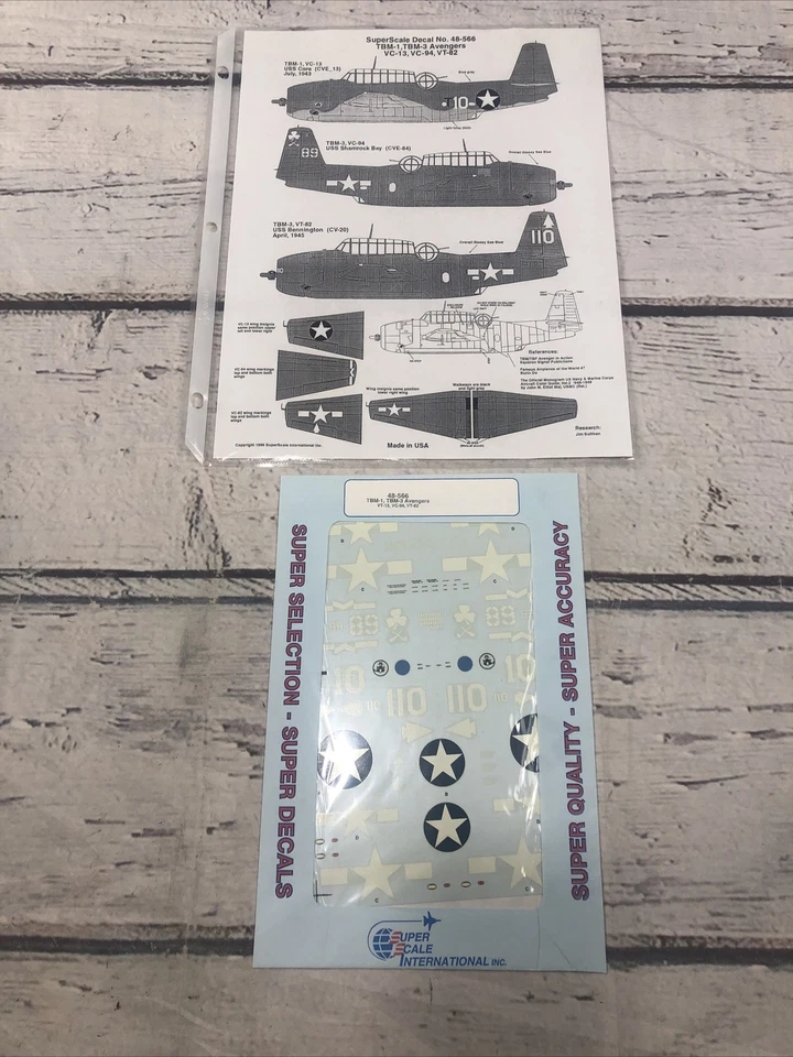 CALCOMANÍAS SUPER ESCALA 1/48 TBM-1, TBM-3 AVENGERS 48-566 VC-13,VC-94,VT-82 Foto 1 de 4