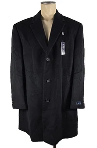 NWT - Chaps Ralph Lauren Wool Blend Black Dress Polar Overcoat Sz 46R - Picture 1 of 4