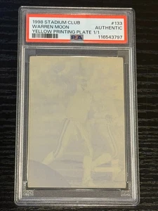 1998 Stadium Club Yellow Printing Plate #133 Warren Moon 1/1 PSA Authentic - Picture 1 of 2