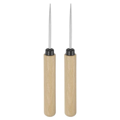 2pcs Handwork Sewing Awl Medium Black Leather Punch Hole Tool, Log Color Foto 1 de 4