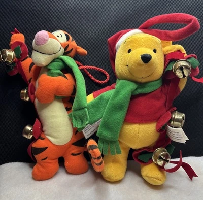Disney Bell Door Hangers Winnie the Pooh & Tigger Christmas Plushies  - Image 1 of 4