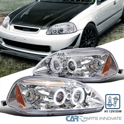 Fits 1996-1998 Honda Civic LED Halo Projector Headlights Lamps Left+Right 96-98 Foto 1 de 4