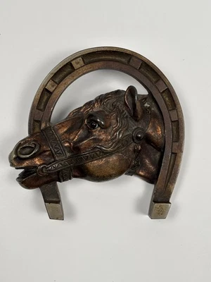 Ancien Presse-papier Fer à Cheval en Bronze et Oeil de Verre JP Paris - Photo 1/4