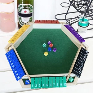 1-6 Players Shut The Box Dice Game Wooden Board Table Math Game With 6 DSIG - Picture 1 of 13