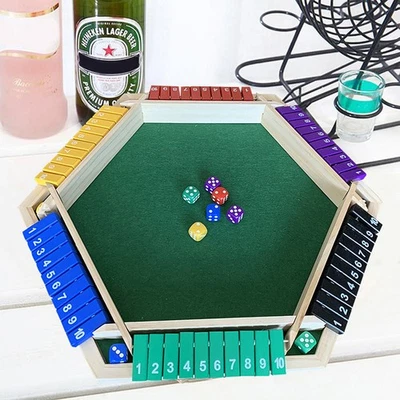 1-6 Players Shut The Box Dice Game Wooden Board Table Math Game With 6 DSIG - Image 1 of 4