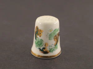 Masons Thimble Green & Brown Floral Ironstone Sewing Souvenir England - Picture 1 of 4
