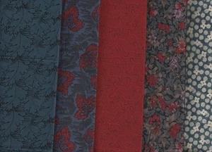 5 Blue & Red Toned Quilting Fabrics, Quilting/Patchwork - Picture 1 of 6