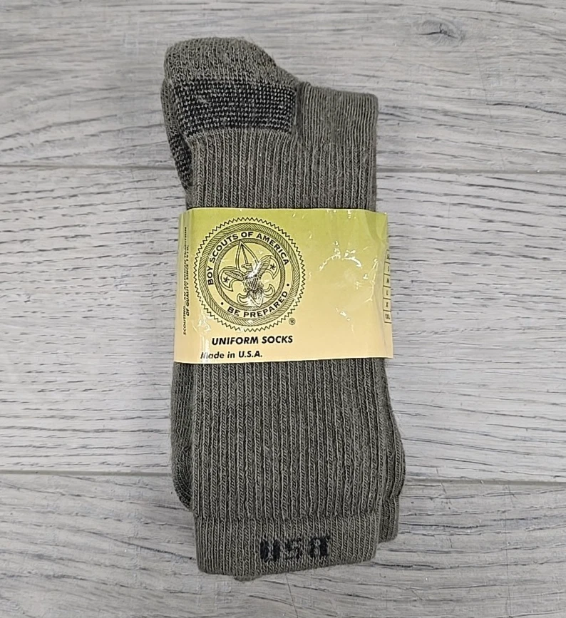 Boy Scouts Official Uniform Sensura Crew Green Socks - Size Large *NEW* - Image 1 of 4