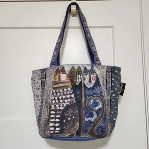 Laurel Burch Autumn Felines Zippered Handbag, Cats, Colorful, Purse, Tote - Picture 1 of 13
