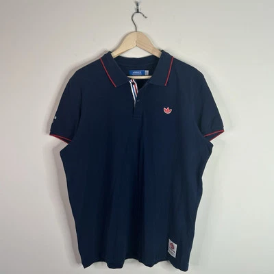 阿迪达斯 Team GB 奥运会 2012 Polo 衫男式 XL 海军蓝三叶草标志 W66401 — 第 1/4 张图片