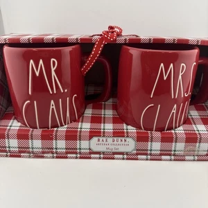 Rae Dunn "MR. CLAUS" & "MRS. CLAUS" Coffee Mug Set NIB - Picture 1 of 9