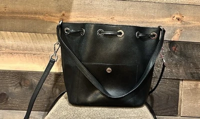 Michael Kors Greenwich Black Leather Bucket Bag  Inside Crossbody - Image 1 of 4