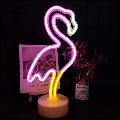Flamingo Leuchtreklame Neonlicht mit Sockel Led Leuchtreklame Leuchtreklame 32cm - Bild 1 von 4