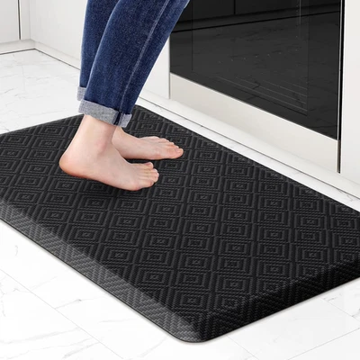 Alfombra de cocina acolchada antifatiga 17,3"x28" impermeable antideslizante negra Foto 1 de 4