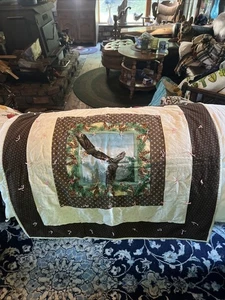 Vintage Lap Quilt Eagles Handmade - Picture 1 of 12