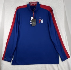 New Philadelphia 76ers Shirt XL 1/4 Zip Pullover Embroidered Blue Red Mens NWT - Picture 1 of 5