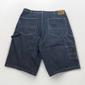 Pantaloncini jeans carpentiere vintage Y2k Polo Ralph Lauren uomo larghi blu denim - Foto 1 di 17