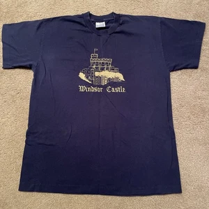Vintage WINDSOR Castle England besticktes blaues Damen-T-Shirt Größe Large sehr guter Zustand - Bild 1 von 5