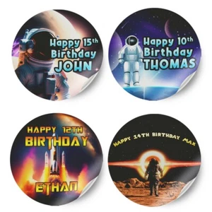 Pegatinas Personalizadas Astronauta Cualquier Nombre Cumpleaños Fiesta Decoración Etiqueta 52 - Imagen 1 de 11