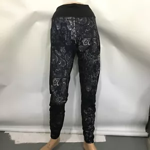 Gaiam L High-Waisted Black Swirly Print Yoga Workout Pants - Picture 1 of 5