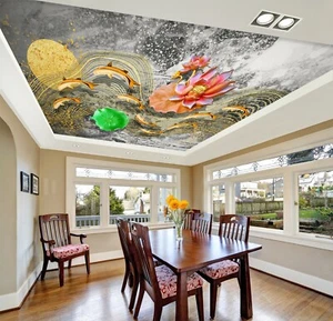 3D Goldener Fisch Fluss 1171 Wandbild Wandbild Aufkleber Deko AJ Zoe - Bild 1 von 5