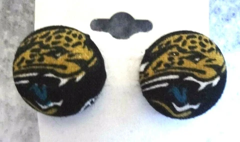 JACKSONVILLE JAGUARS MASCOT HEAD BUTTON POST EARRINGS ~ Hand Made ~ NEW CARDED Cover