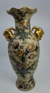 Schöne japanische Vase Urne im Satsuma-Stil mit goldenen Griffen 13,75" hoch - Bild 1 von 9
