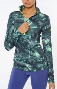 Nike Pro Dri-Fit pullover half zip sweatshirt blue green abstract print Small - Picture 1 of 11
