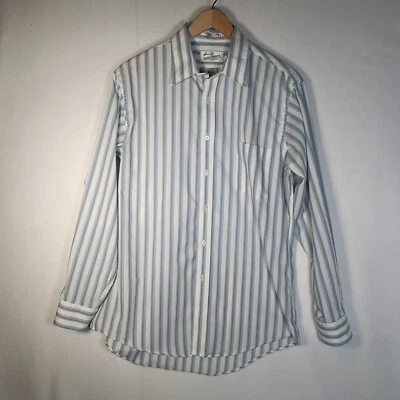 Camisa de Vestir Vintage Sears Manga Larga Talla 16 1/2 34/35 Blanco Azul Rayas EE. UU. Foto 1 de 4