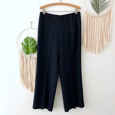 Yansi Fugel Black Wide Leg Trouser Pants Womens Size 8 Button Front - Image 1 of 4