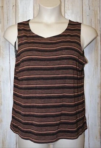Womens Brown Striped Miss Dorby Sleeveless Shirt Size 14 excellent - Picture 1 of 2