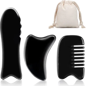 Gua Sha Massage Tools, 2 Stück Horn Gua Sha Schaber, 1Stück Horn Gua Sha Kamm, B - Bild 1 von 8
