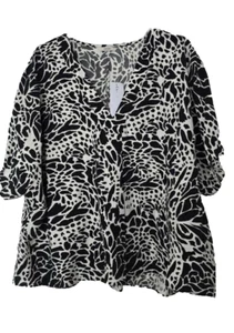 BNWT SIZE 22 GEORGE BLACK & WHITE MIX SHORT-SLEEVE TUNIC TOP - Picture 1 of 4