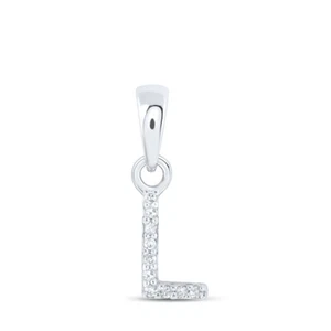 10kt White Gold Womens Round Diamond L Initial Letter Pendant .02 Cttw - Picture 1 of 1