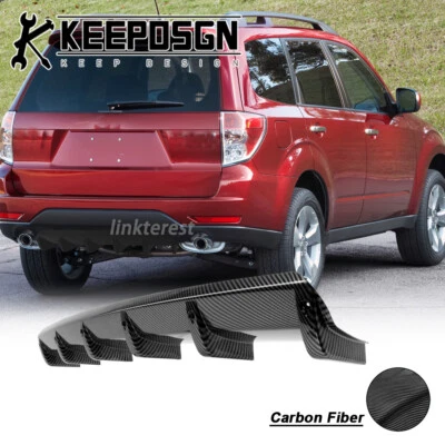 For Subaru Forester CARBON FIBER Curved Rear Bumper Diffuser Splitter Shark Fins Foto 1 de 4