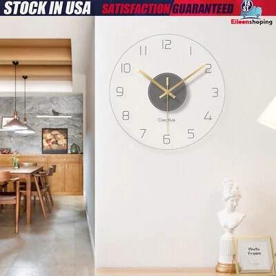 Reloj de Pared Redondo Redondo Vidrio Templado Transparente Reloj de Pared Diseño Ultra Delgado 30cm Foto 1 de 4