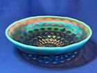 Westmoreland carnival glass blue opalescent Pearly Dots footed bowl