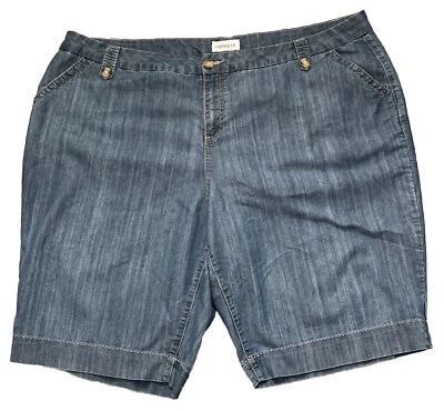 Pantalones cortos Venezia talla grande para mujer 28 bolsillos azules de mezclilla Foto 1 de 4